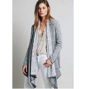 Free People Grey Open Front draped zipper sleeves Cardigan size XS